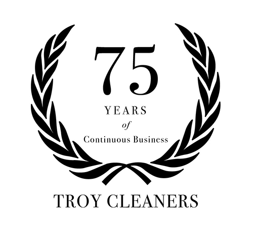 Graphic celebrating 75 years of continuous Troy Cleaners business